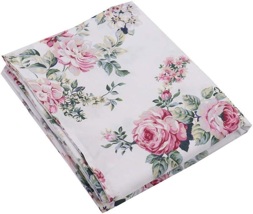Queen Floral Flat Bed Sheets, 100% Cotton Ultra-Soft Bedding, Breathable, Easy to Wash, 108" x 92"