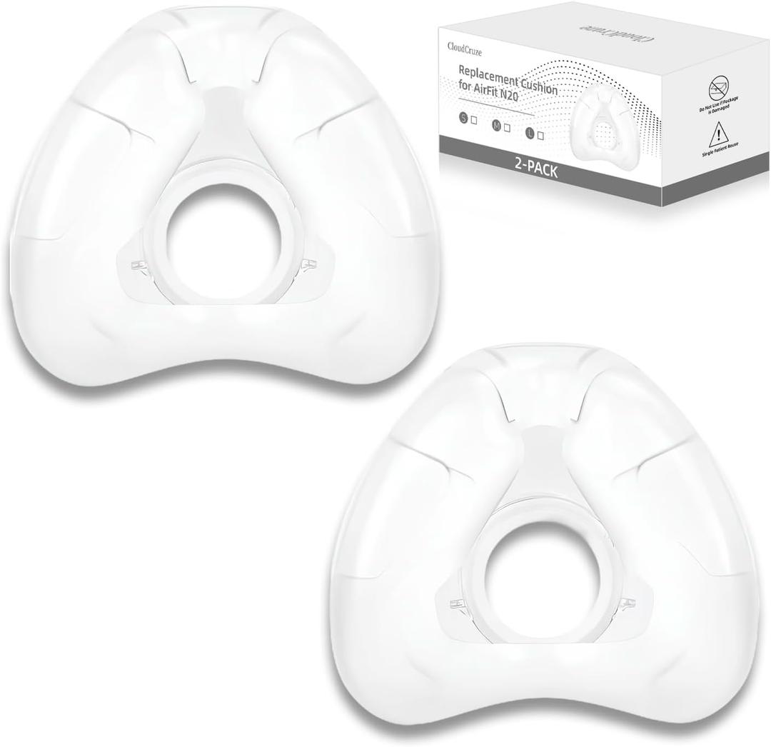 2 Pack Replacement Nasal Cushion for ResMed AirFit N20, FSA &HSA Eligible, Compatible with Original Frame, Reliable Seal and Durable Replacement Supplies, Small