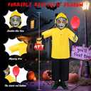 Halloween Decorations Outdoor 4FT Life Size Scary Boy Animatronics Prop with Glowing Red Balloon Sound & Motion Activated Sensor Outside Indoor Yard Haunted Party Grave Decor