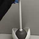 Clorox Toilet Plunger with Hideaway Holder Caddy Heavy-Duty Compact Design with Non-Skid Rubber Base for Bathroom Convenient Storage Toilet Unclogger, 6.5x19.5-Inch, White