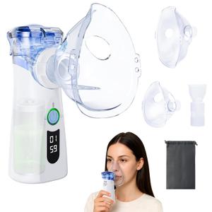 Portable Nebulizer Spacer with Intuitive LED Interface for Adults Kids, 2 Modes with Auto-Cleaning, Handheld Nebulizer with Mouthpiece and Masks (Blue)