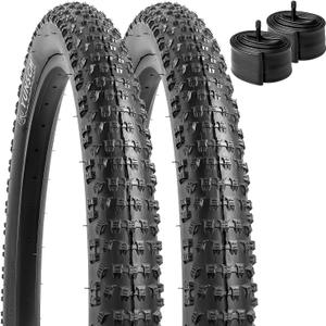 YUNSCM 2-PCS 26" Mountain Bike Tires 26x2.60/66-559 and 26" Heavy Duty Bike Tubes Schrader Valve Compatible with Off Road Bike 26x2.50 26 x 2.60 26x2.5 26x2.6 Bike Bicycle Tires and Tubes (Y-917)