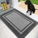 PURRUGS Dirt Trapping Door Mat 24" x 36", Non-Slip Machine Washable Entryway Rug, Entrance Mat, Indoor Front Door Mat, Super Absorbent Entry Rug for Muddy Shoes & Paws, Light Grey & Dark Grey