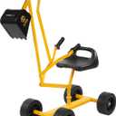 Sand Digger Kids Rolling Excavator Ride On Toy, Beach Toys Outdoor Sandbox Toy Digger, Steel Excavator Crane Rotates 360 with 4 Wheels, Sand Toys Backyard Sandbox, Dirt and Snow - Yellow