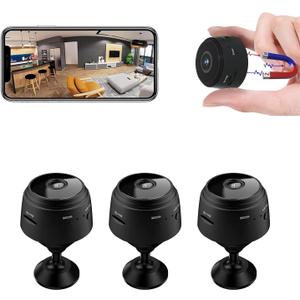 3 Pack Hidden Spy Camera, WiFi Mini HD 1080P Wireless Camera for Home Office Security, Small Nanny Cam with Motion Sensor Night Vision, APP Control Camera for Baby, Pets