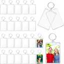 24 Pcs Photo Keychain (2 x 3inch) Transparent Picture Keychain, Acrylic Photo Insert Keychain Blank Photo Insert Keyring DIY Personalize Favor Graduation Gift