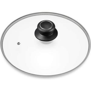 12 Inch Glass Lid for Frying Pan, Pan Lid, Skillet, Pot Cover, Compatible with Lodge Cast Iron Skillet -12" Pan Lids with Heat-Resistant Handle, Clear