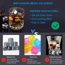 36Pcs Stainless Steel Metal Ice Cubes Reusable - Metal Stones Ice Cube for Drinks, High Cooling Technology, for Beverage, Gifts for Men Dad Christmas (36Pcs)