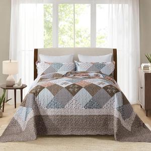 HoneiLife Oversized King Bedspreads 120x120-3 Pcs California King Quilt, Extra Large Quilt Sets All Season Use,Rustic Bedding Sets King Size,Reversible Coverlet Lightweight Microfiber Bed Quilts