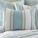 Levtex Home - Kailua Quilt Set - Twin Quilt + One Standard Pillow Sham - Stripe - Blue Teal Taupe Cream - Quilt (68x86in.) and Pillow Shams (26x20in.) - Reversible - Cotton Fabric