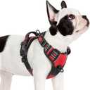 Rabbitgoo Dog Harness Small Sized, No Pull Pet Harness with 3 Buckles, Adjustable Soft Padded Vest with Control Handle, Walking Reflective Pet Vest for Small Dogs, Red, S