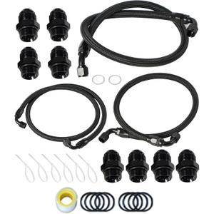 10AN Upgraded Transmission Cooler Line Kit Nylon and Stainless Steel Braided Cooling Hose Fitting Kit Compatible with Chevrolet/GMC 6.6L Duramax (LLY/LBZ/LMM) 2006-2010 Anodized