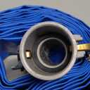 DAVCO 2" ID  25 ft Pool Backwash Hose, Heavy Duty Reinforced Blue PVC Lay Flat Water Discharge Pump Hoses For Swimming Drain Pools and Clean Filters, with Aluminum Camlock C and E Fittings