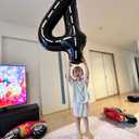 3 x Race Car 4 Balloon, Number Balloons 40 Inch, 4th Black Party Decorations, Racecar Birthday Decorations Four Large Numbers for Party Decor, Number 4 Balloon