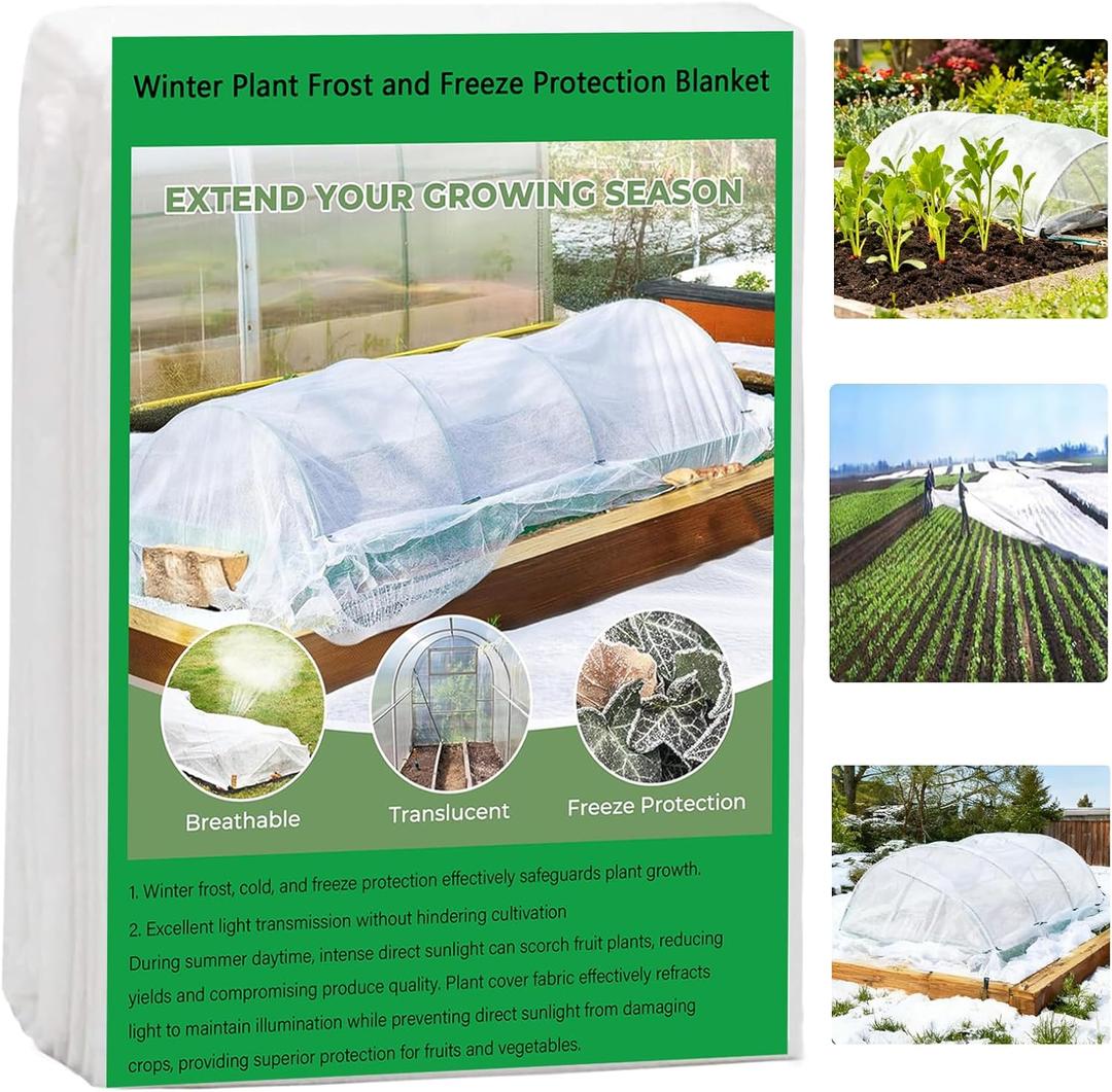 SNZ Plant Covers Freeze Protection, Frost Blanket for Outdoor Plants, Reusable Winter Tree Frost Cloth Plant Freeze Protection for Raised Beds Vegetables Insect Winter Frost, Seed Germination