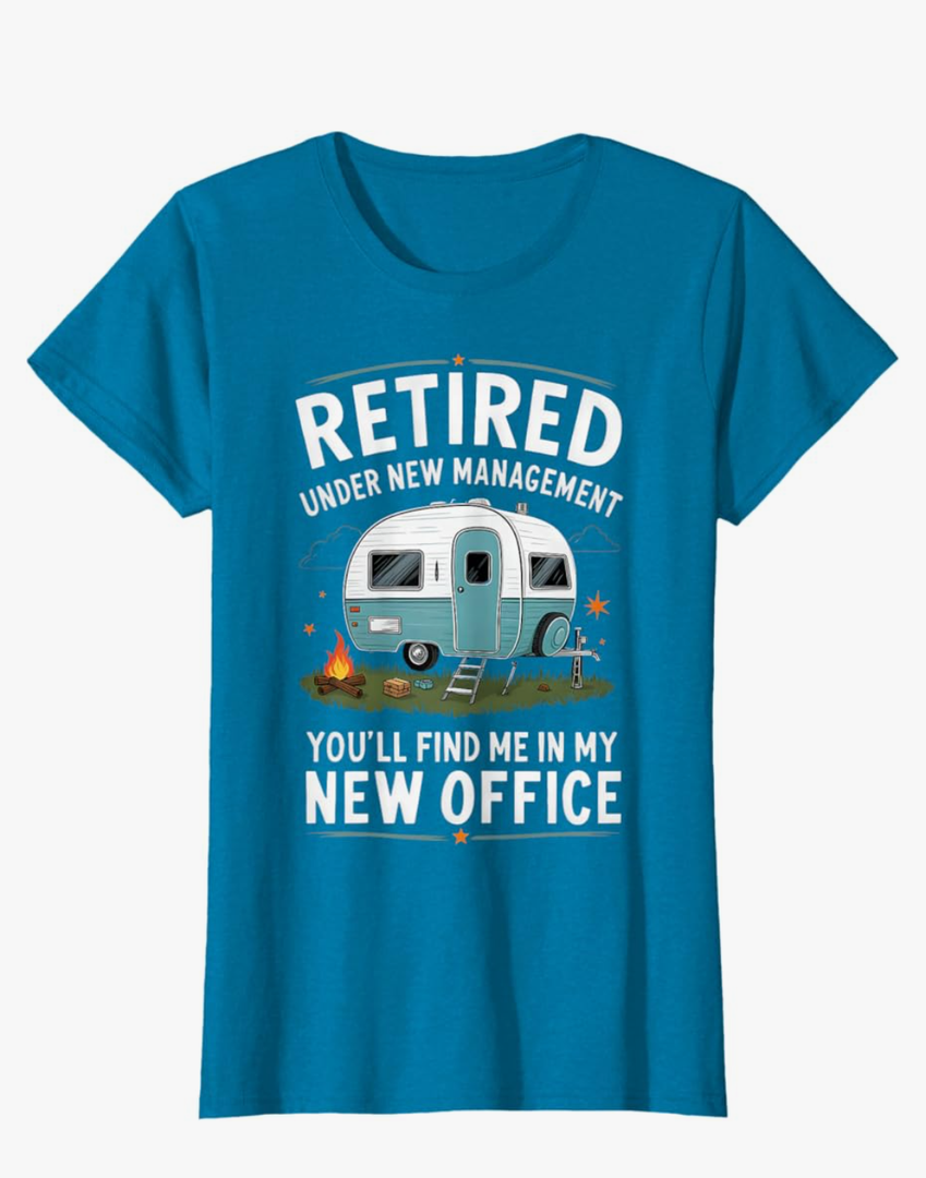 Retirement Retired Funny Camper Camp Camping T-Shirt Women's Large Sapphire Blue
