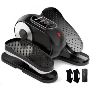Under Desk Elliptical Machine, Leg Exerciser as Seen on TV While Sitting for Senior with Remote Control, Portable & Quiet Pedal Exerciser with 12 Adjustable Speed (Black)