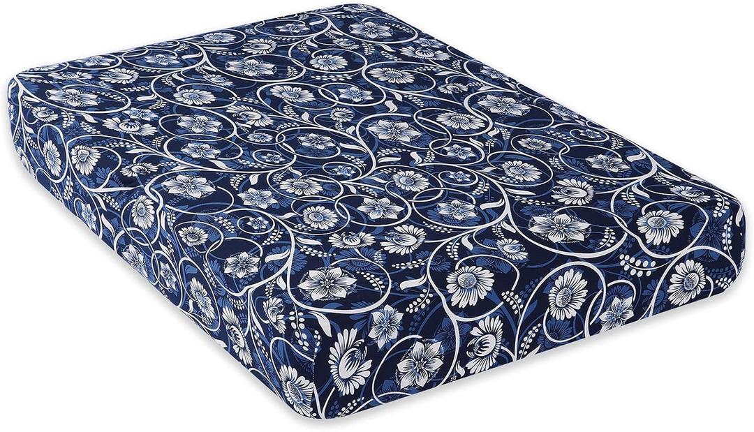 hyha Printed Couch Cushion Covers, Floral Sofa Covers Washable for 2 Cushion Couch, Stretch Pattern Outdoor Cushion Covers for Patio Furniture with Elastic Bottom(Medium, Baroque)