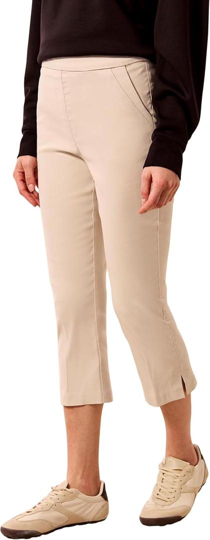 Tribal Women's Performance Stretch Slimming Capri Pants with Flatten It Tummy Control (Brown)size 12