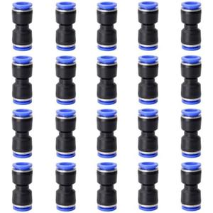 PIONFYNES 20PCS Straight Push Connectors Quick Release Plastic Push to Connect Fittings 1/2" inch Quick Connect Air Hose Fittings (1/2'', Blue)