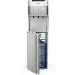 Self-Cleaning Bottom Loading Water Cooler Water Dispenser for 3 or 5 Gallon Bottles - Hot, Room & Cold Water, Child-Safety Lock, for Home/Kitchen/Office (Silvery)