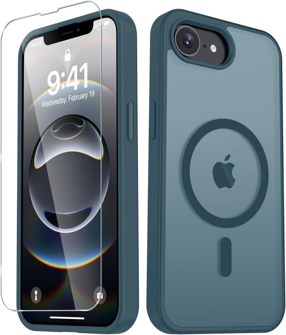 iPhone 17e Case, iPhone 16e Case, Matte Magnetic Phone Cover [with 1 Screen Protector] [Support for MagSafe] [Shockproof Military Grade Protection] Translucent Frosted Back, Lavender Gray