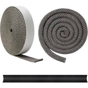 Ribbonlic 3Pcs Gasket Rope Replacement Kit 7/8" Wood Stove Door 5/8"x1/8" Length 78.7" Self Adhesive Flat Stove Door Window Glass Gasket and Acetate Cloth Tape High Temperature Resistant for Fireplace