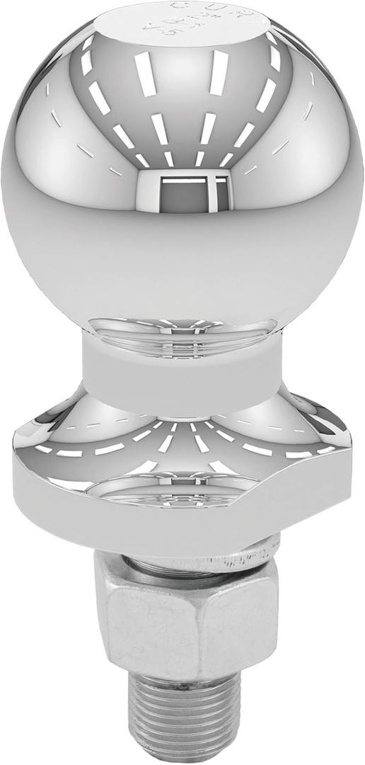 CURT 40097 Chrome ATV, UTV, Lawn Tractor Hitch Ball, 2,000 lbs, 2-Inch Diameter, 5/8 x 1-3/4-Inch Shank