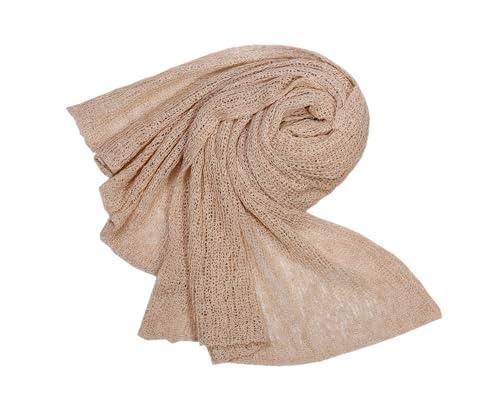 Matissa Newborn Baby Photography Prop Swaddle Cheesecloth Knit Crochet Wrap 16 Colors (Beige)