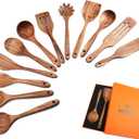 Wooden Spoons for Cooking,12 Pack Wooden Utensils for Cooking Wooden Cooking Utensils Wooden Kitchen Utensils Set Natural Teak Wooden Spatulas for Cooking