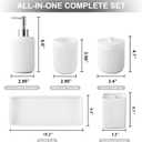 XLHOMO Resin White Bathroom Accessories Set 5 Pcs, Lotion Soap Dispenser, Toothbrush Holder, Bathroom Tumbler, Qtip Holder and Vanity Tray, Bathroom Countertop Organizer Set for Modern Home Apartment