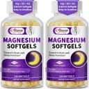 2 Pack High Absorption Magnesium Glycinate 400mg Softgels Supplement, Magnesium with Calcium - Highly Bioavailable - with Vitamin D3 & K2, for Sleep, Mood, Brain Support