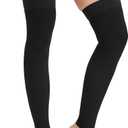 NURCOM 20-30 mmHg Compression Stockings for Women & Men, Thigh High Footless Medical Compression Sleeves with Dot Silicone Band, Graduated Support Hose for Varicose Veins, Edema, DVT, Post Surgery, Large 
