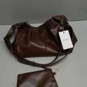 2PCS Purses for Women, Soft Vegan Leather Hobo Bag Slouchy Crossbody Shoulder Handbag Fall Brown Tote 2025 (Large)
