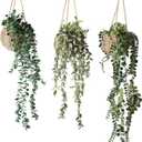 3 Pack Mini Artificial Hanging Greenary Fake Hanging Plants in Basket for Wall Living Room Decor Bathroom Shelf Home Indoor