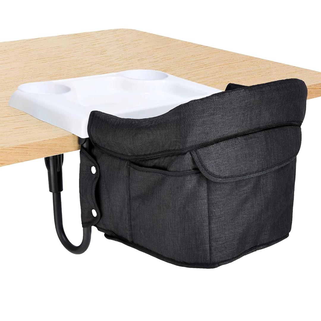 Portable Hook On High Chair with Tray for Babies & Toddlers, 6-36 Months, Collapsible Design, Fits Tables 0.8" to 3.5" Thick, Easy to Clean, with Travel Bag