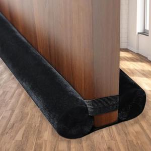 JUJIBL Under Door Draft Stopper 32 inch No Adhesive Draft Blocker for Bottom of Door 27-35 inch Seal Insulator Reduce Noise Stopper Weather Stripping Breeze Blocker SoundProof Black