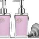 Purple Soap Dispenser with Refillable Plastic Pump for Bathroom Sink or Kitchen Counter, Ideal for Hand Soap, Liquid Soap, Dish Soap, or Lotion Use (2 Pack Lavender)