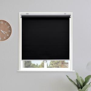 Blackout Roller Shades Blinds Cordless for Windows Pull Down Room Darkening Door Blinds with Thermal Insulated Easy to Install for Living Room, Bedroom, Home, Office Bathroom Black 24" W x 72" H
