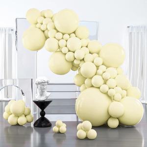PartyWoo Pastel Yellow Balloons 127 pcs Different Sizes of 36 18 12 10 5 Inch Small Mini Light Pale Yellow Balloon Arch Kit Garland for Baby Shower Easter Birthday Party Decorations Yellow-Q07