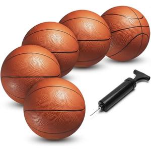 Mini Basketball Set for Kids - 6 Inch (5 Pack) w/Hand Pump - Small Size Indoor Mini Hoop Balls for Toddlers - Over The Door Basketball Games, Indoor & Outdoor, Small Hoops, Pool Play & Party Favors (Orange)