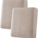 H.VERSAILTEX Super Stretch Individual Seat Cushion Covers Sofa Covers Couch Cushion Covers Slipcover Sets Thick Jacquard Textured Twill Fabric (2 Piece Medium Sofa Cushion Covers, Sand)