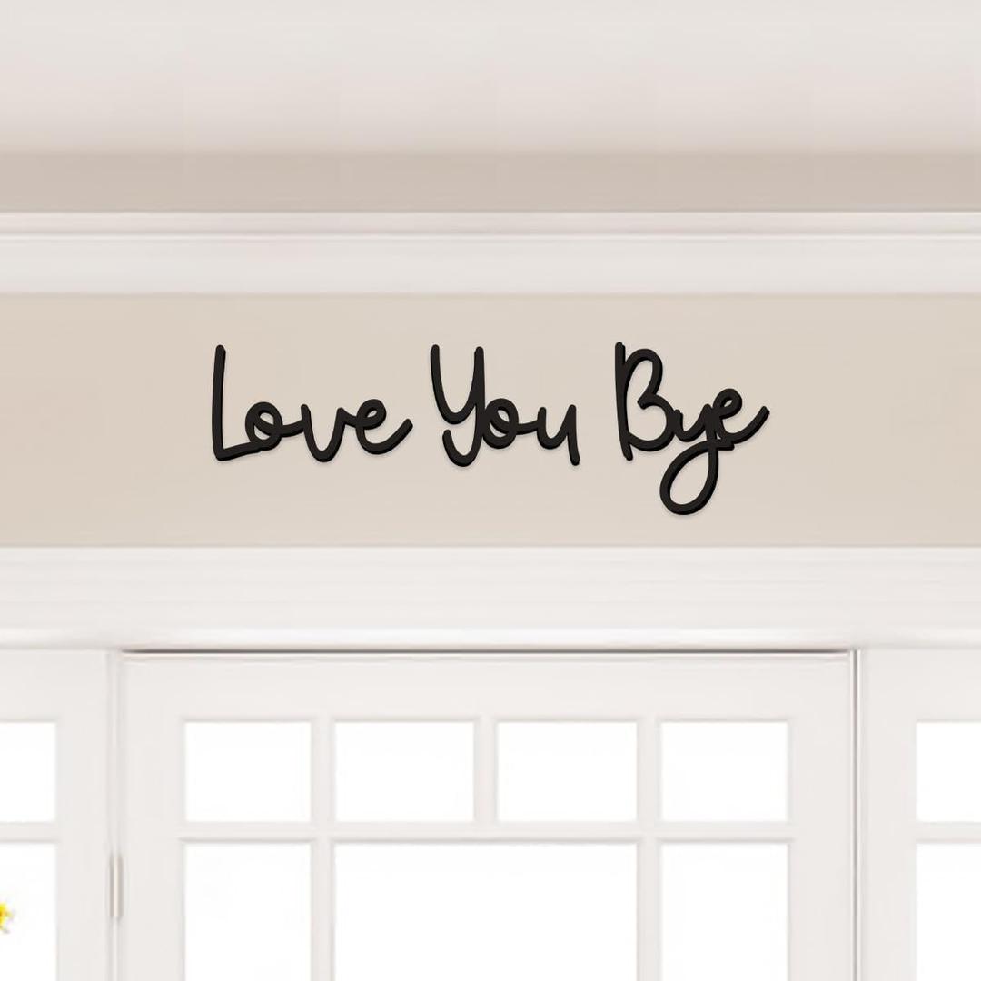 Dripykiaa Love You Bye Wood Sign Home Decor Boho Decor Wall Decor Express Love and Warm for Your Family Lovers Wall Art Gift Hallway Entryway Door Valentine Decorations for Home (21.6", Black)