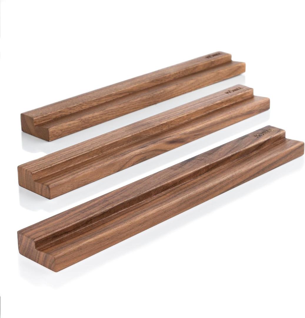 Vinyl Record Shelf - 3 Display Ledges Made of Solid Walnut -A Wall Mount for Your Favorite or Now-Playing Records -This Vinyl Record Holder Fits All Records (Walnut)