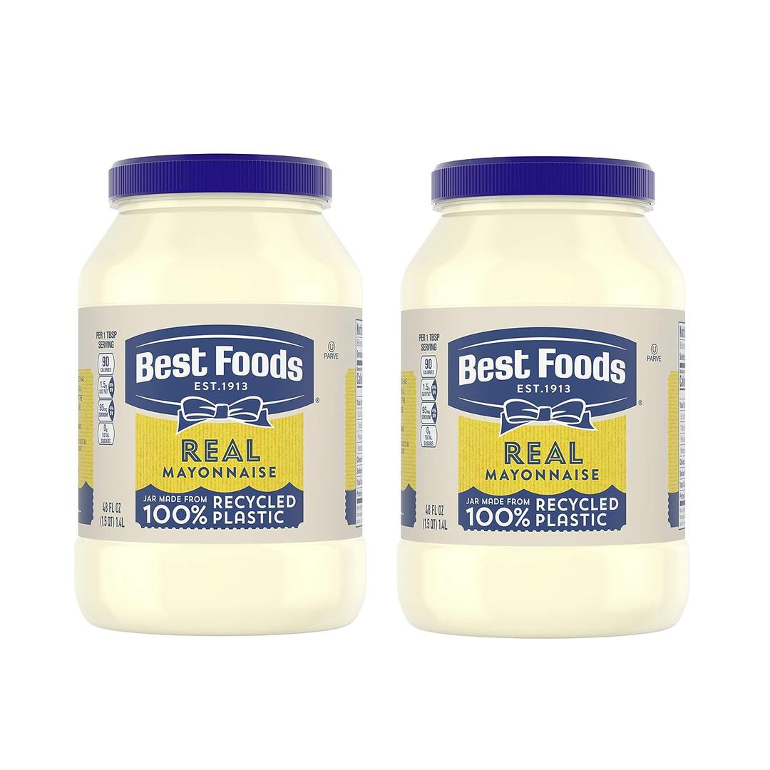 Best Foods Mayonnaise 2 Count for Delicious Sandwiches Real Mayo Gluten-Free Sandwich Spread, Rich in Omega-3 ALA 48 oz (EXP 10/05/26)