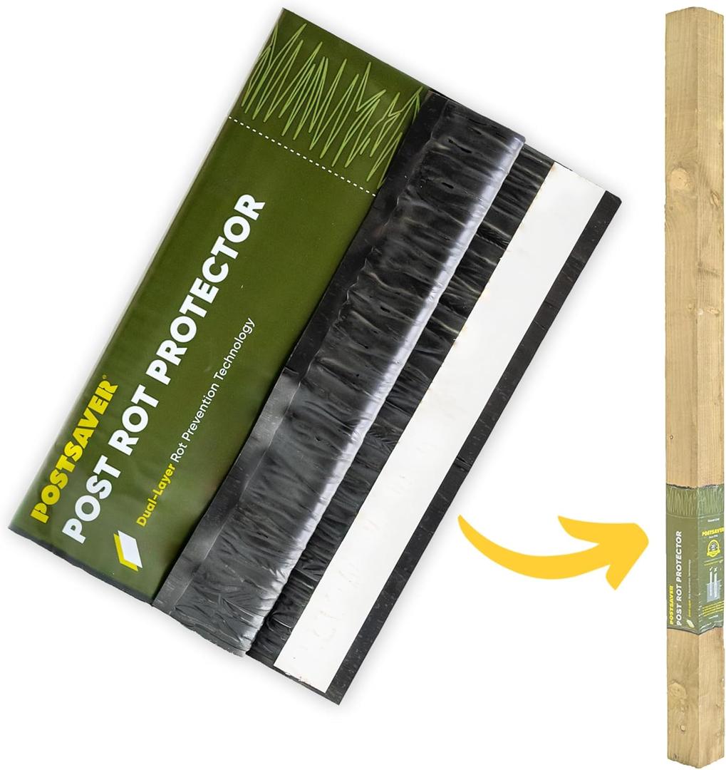 Postsaver Pro-Wrap Large | Pack of 10 | Fits 5x5 to 6x6" Square and 6 to 7" Round Posts | Fence Protector | Dual-Layer Rot Protector | Wood Protector |  (10)