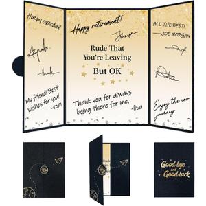 Crenics Farewell Party Decorations, Rude That You're Leaving But Ok Signature Book, Farewell Guest Book Alternative 18 x 12 inch, Great Farewell Going Away Retirement Keepsake Gifts (Black Gold)