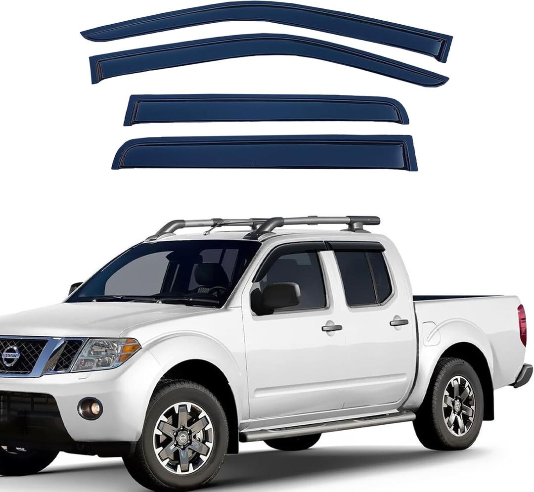 Extra Durable Window Visors Deflectors for Nissan Frontier Crew Cab 2005-2021,Vent Window Visors Rain Guards for Car Accessories,Weatherproof & Easy Installation,Fits 05-21 Frontier Crew Cab