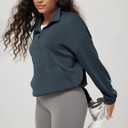 ODODOS Women's Modal Soft Cinchable Sweatshirts Half Zipper Funnel Neck Oversize Pullover with Pockets (Blue, M)