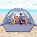 Happy Travel Beach Tent Sun Shelter for 3/4/5/6/7/8 Person, Portable UPF 50+ UV Protection Beach Shade Canopy for Family & Baby, Lightweight & Easy Setup Beach Cabana with 3 Ventilation Mesh Windows (Airy Blue)